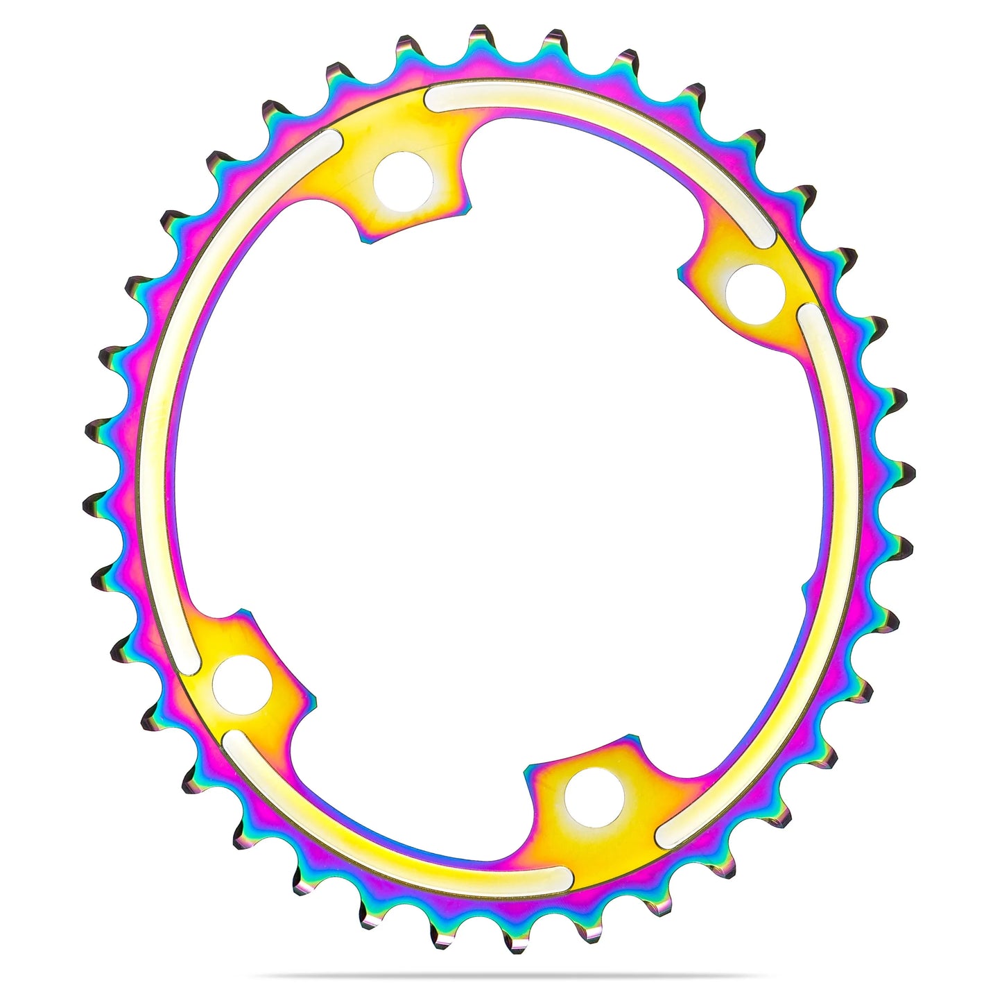 absoluteBLACK OVAL 110BCD 4 holes, 2X , asymmetric Shimano 9100/8000 - PVD RAINBOW