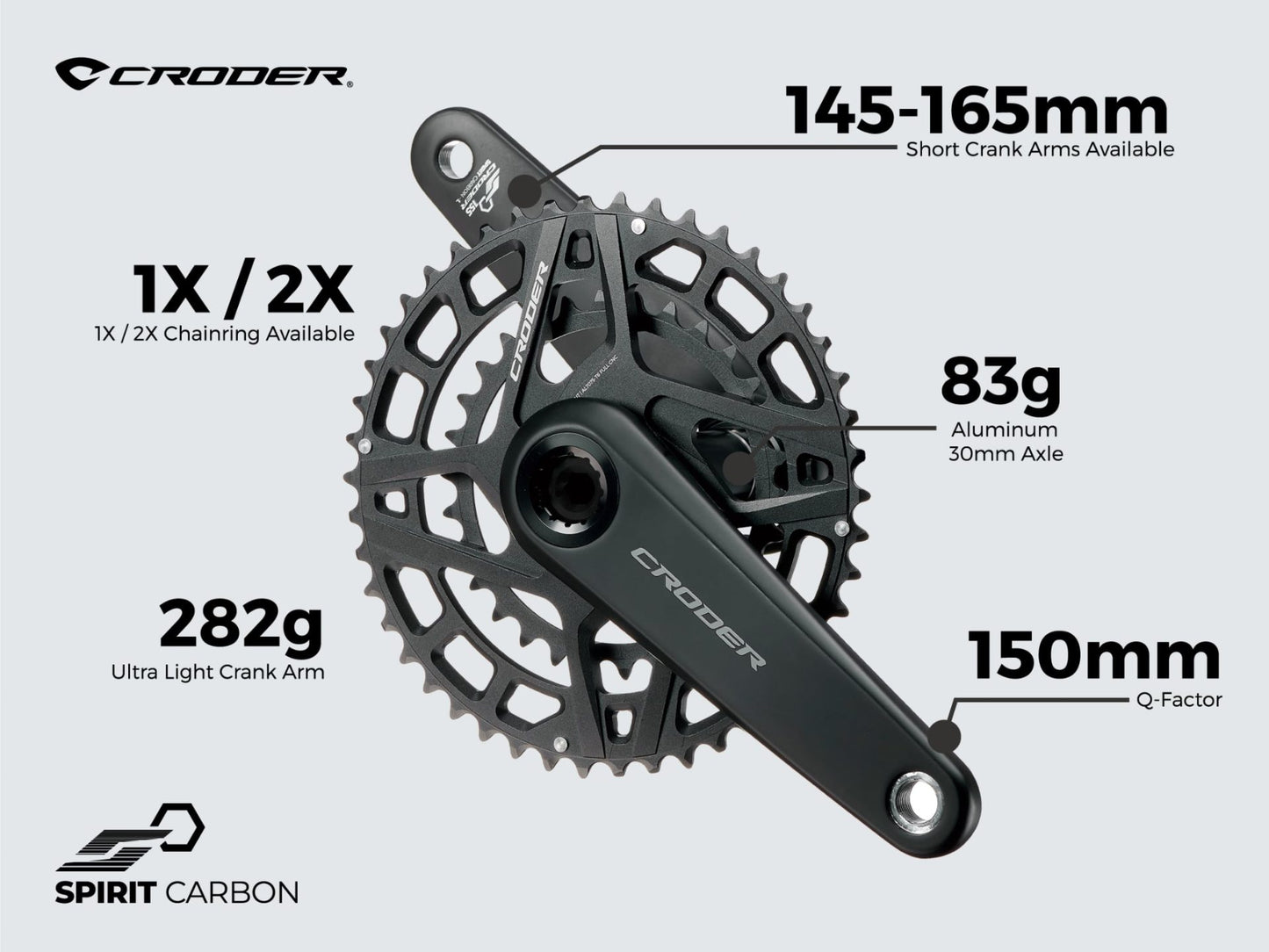 CRODER CARBON CRANK ARM 160mm(30mmスピンドル付き）
